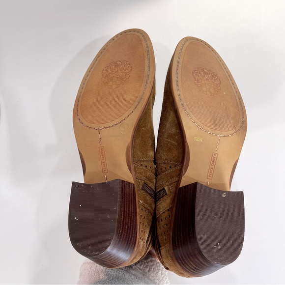 Vince Camuto Pamma Womens Brown Suede Leather Buckle Block Heel Booties Sz 10 M - Picture 6 of 8